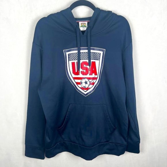 USA Soccer Team Blue Striker Pullover Hoodie Kangaroo Pockets, Athletic, Size M‎ - Picture 1 of 6
